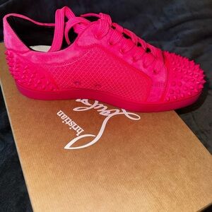 Christian Louboutin Women's Pink Studded Sneakers